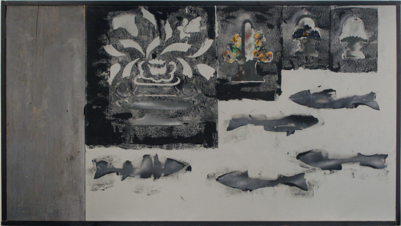 Gerald Ferguson, Tulips, Doorstops, Five Fish and a Grey Board, 1992