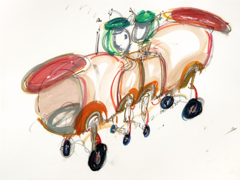 Kim Adams, Squid Head, 2000 waterclour & ink on paper, 22" x 30"