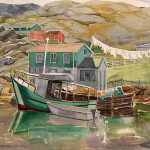 Doris McCarthy, Fish Dock, Salvage, Newfoundland, 1987, watercolour on paper, 15" x 22"