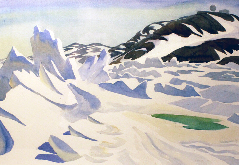 Doris McCarthy, Pressure Ice, Lake Harbour, 1984, watercolour on paper, 15