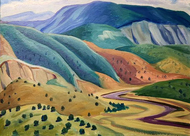 Doris McCarthy, From the Heights, New Mexico, 1998, oil on panel, 12