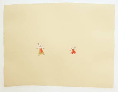 Carol Wainio, Bunnies (detail), 1998, acrylic on paper, 17.5" x 29.5"