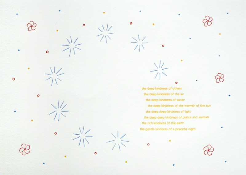 Ted Rettig, kindness and graciousness,  2008, letterpress ink on paper, 10" x 14"