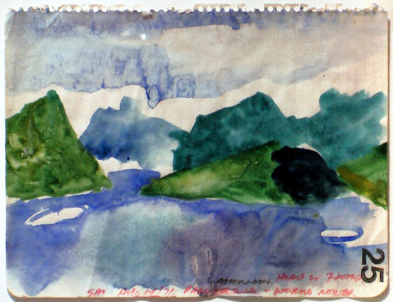 Greg Curnoe, Pangnirtung Looking North, 1971, watercolour, stamp pad ink & pencil