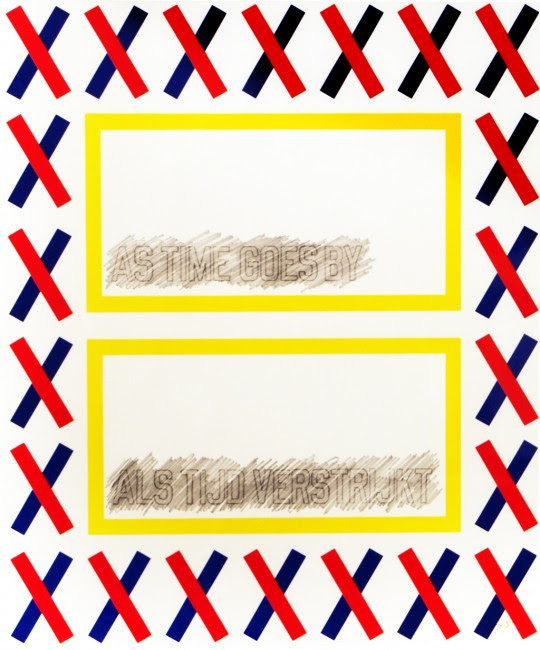 Lawrence Weiner. As Time Goes By, 1993, Screenprint with invisible ink and pencil addition