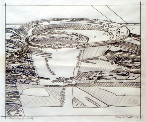 Mary Pratt, Jelly, 1978, tracing drawing for Jelly