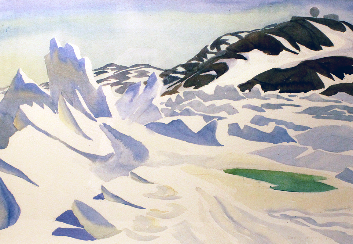 Doris McCarthy, Pressure Ice, Lake Harbour, 1984, watercolour on paper, 15" x 22"