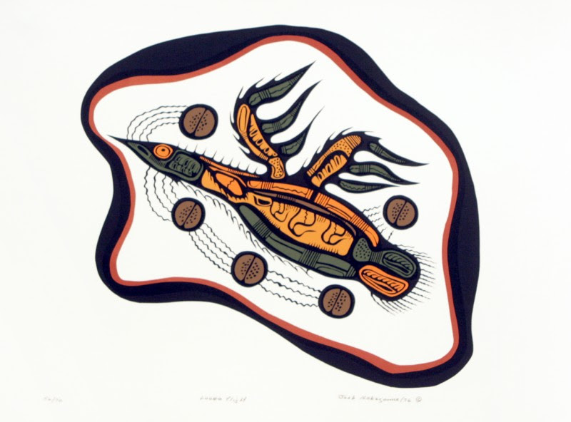 Joshim Kagegamic, Loon's Flight, 1976, original serigraph on paper, Triple K studio, ed. 70, 22" x 30"